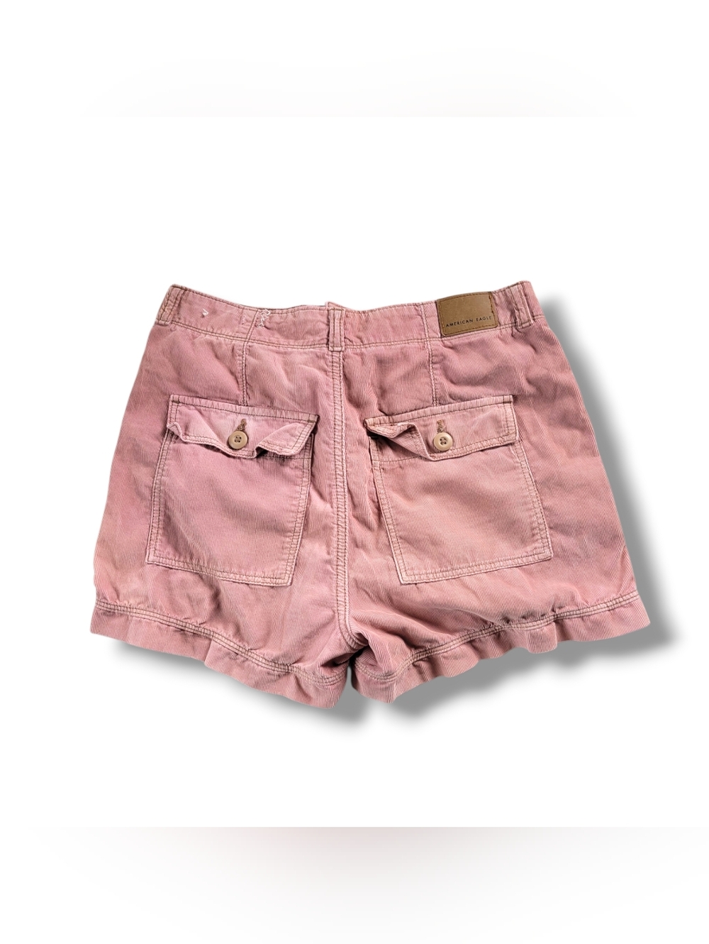 American Eagle Outfitters High Waist Denim Blue & Pink Cargo Shorts - Picture 3 of 16